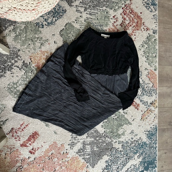 Vintage 90s Christy Allen High Waist Combined Print Black Dark Gray Maxi Dress - Picture 4 of 11